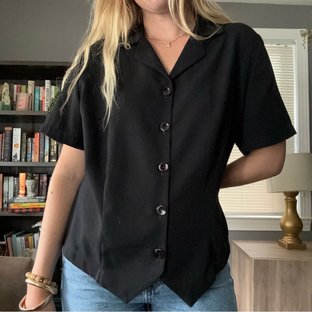 90s Vintage Sag Harbor Black Collar Short Sleeve Shirt